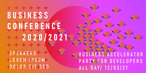 Poster - Abstract geometric background. Poster template for Business and IT Technologies Conference.