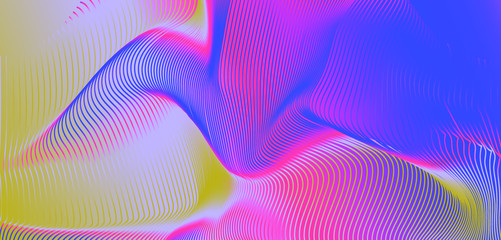 Aufkleber - Abstract surface with flowing elegant lines. Technology connection, digital information and big data concept.