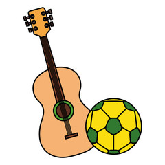 Poster - sport ball soccer with guitar isolated icon vector illustration design