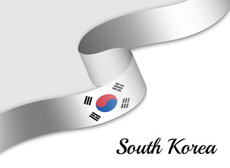 waving ribbon flag South Korea