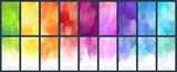 Fototapeta  - Big set of bright vector colorful watercolor background for poster, brochure or flyer