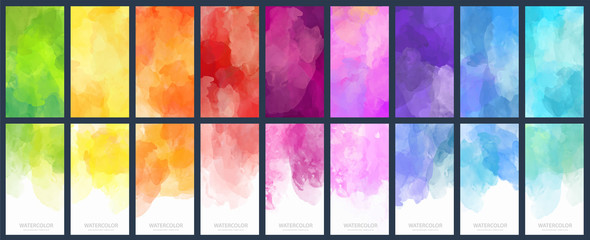 Wall Mural - big set of bright vector colorful watercolor background for poster, brochure or flyer