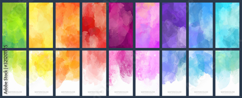 Fotomural Big set of bright vector colorful watercolor background for poster, brochure or