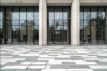 Leinwandbilder - Panoramic skyline and buildings with empty concrete square floor,shanghai,china