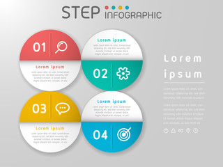 Wall Mural - Geometric shape elements with steps,options,processes or workflow.Business data visualization. Creative step infographic template for presentation,vector illustration.