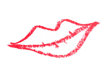 Wall Mural - Lips shape  liner pencil  on white background- Image