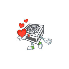 Sticker - A sweetie power supply unit white color cartoon character holding a heart