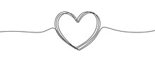 Heart Sketch Doodle, Vector Hand Drawn Heart In Tangled Thin Line Thread Divider Isolated On White Background. Wedding Love, Valentine Day, Birthday Or Charity Heart, Scribble Shape Design
