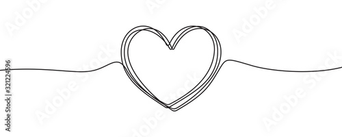 Cuadros en Lienzo Heart sketch doodle, vector hand drawn heart in tangled thin line thread divider isolated on white background