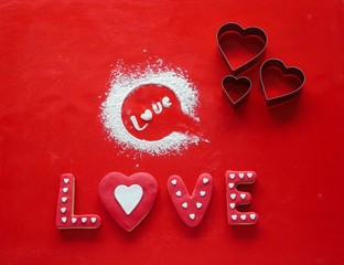 Wall Mural - Valentine day cookies background/ Heart shaped cookies background.