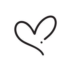 Wall Mural - Monoline Heart love logo sign. Design flourish element for valentine card. Vector illustration. Romantic symbol wedding. Template for t shirt, banner, poster
