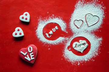 Valentine day cookies background/ Heart shaped cookies background.