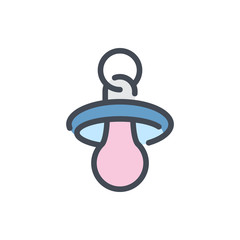 Poster - Baby nipple color line icon. Pacifier for baby vector outline colorful sign.