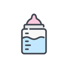 Poster - Baby bottle color line icon. Milk bottle for baby vector outline colorful sign.