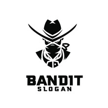 Black Bandit Character Logo Icon Design Cartoon
