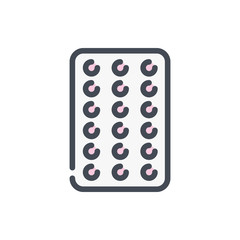 Poster - birth control pills color line icon. contraceptive pill vector outline colorful sign.