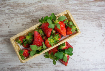 Basket with delicious strawberries. Close-up. Summer fruit. Healthy food