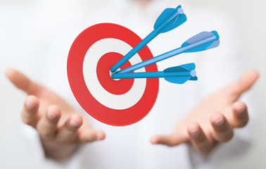 Dart arrow on target dartboard, Business success concept..