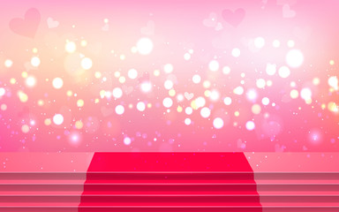 Wall Mural - pink stage with pink heart light background