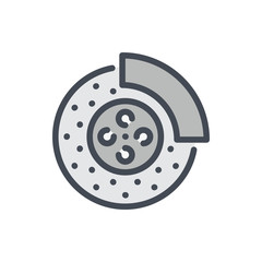 Poster - Brake system color line icon. Car brake pad and brake disk vector outline colorful sign.