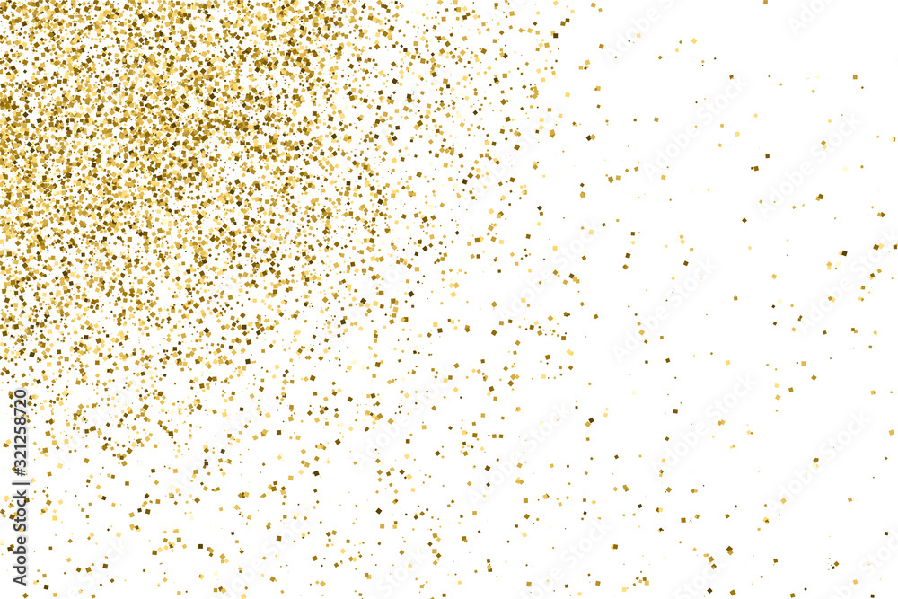 Gold Glitter Texture Isolated On White. Amber Particles Color. Celebratory Background. Golden Explosion Of Confetti. Vector Illustration, Eps 10. - obrazy, fototapety, plakaty 