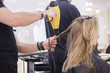 © Elizaveta - hairdresser working training. парикмахер бреет, сушит работает мужчина барбер сушка