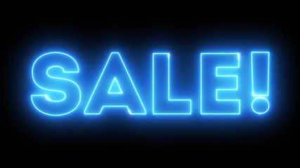 Wall Mural - sale text as blue neon sign