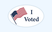 I Voted Sticker With Us American Flag.