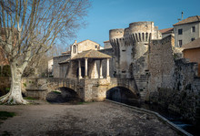 Old Walls With Bridge ,Perne Les Fontaines. Provence France.