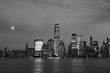 Black and White Lower Manhattan New York City Skyline at Night
