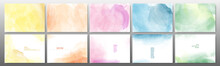 Set Of Pastel Color Watercolor Background