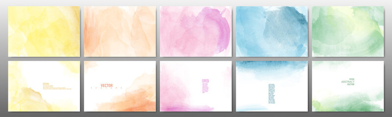 Set of pastel color watercolor background