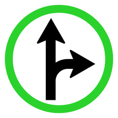 Wall Mural - Straight ahead or turning right Canadian traffic symbol. Perfect for backgrounds, backdrop, banner, sticker, label, poster, sign, symbol etc.