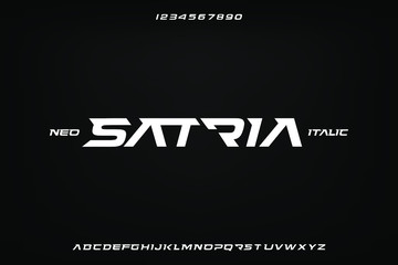 Poster - Satria, an italic abstract technology sporty theme alphabet font. digital space typography vector illustration design