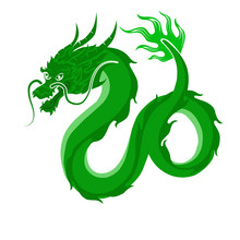 Illustration Of A Dragon. Dragon Outline, Vector Illustration