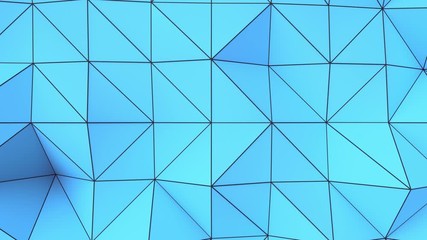 Wall Mural - Blue low poly displaced surface with black lines