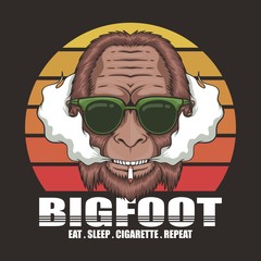 Wall Mural - Bigfoot cigarette retro vector illustration