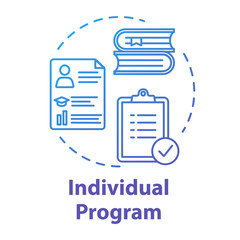 Individual program concept icon. Academic studying. Documents and plans. School project. Inclusive education idea thin line illustration. Vector isolated outline RGB color drawing. Editable stroke