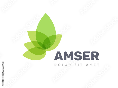 Fotografía Vector leaf logo, green clean eco icon tree growth