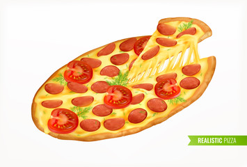 Canvas Print - Pizza Realistic Design Concept