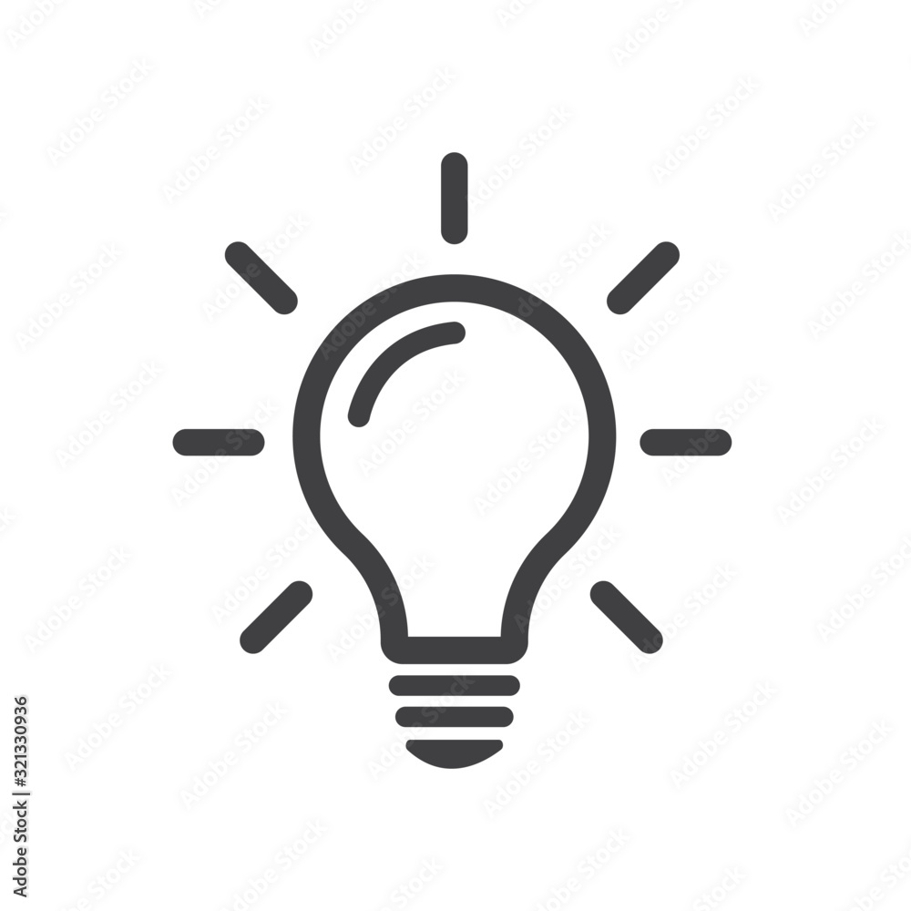 Light bulb line icon vector, isolated on white background. Stock Vector ...