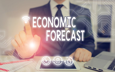 Poster - Handwriting text Economic Forecast. Conceptual photo attempting to predict the future condition of the economy