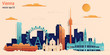 Vienna city colorful paper cut style, vector stock illustration. Cityscape with all famous buildings. Skyline Vienna city composition for design.