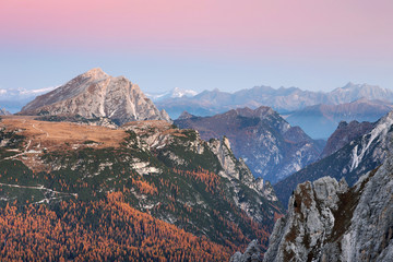  Warm sunrise light over the Dolomites, Italy, Europe