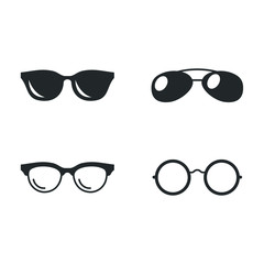 Poster - Glasses black silhouette icon template color editable. Glasses symbol vector sign isolated on white background illustration for graphic and web design.