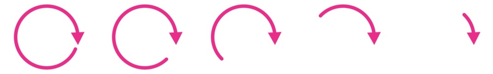 Fototapete - Arrow Icon Pink | Circle Arrows | Infographic Illustration | Direction Symbol | Curved Loading Logo | Up Sign | Isolated | Variations