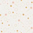 © Designer by Heart - Seamless pattern of shooting stars in outer space on a cream background