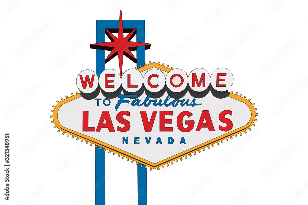 Vector of the Welcome to Fabulous Las Vegas sign with white background. - obrazy, fototapety, plakaty 