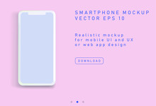 Minimalist Flat Lay Scene With Mobile Phone In Pastel Color Tones. Realistic 3D Vector Illustration, Mockup Template For Web App Presentation. 