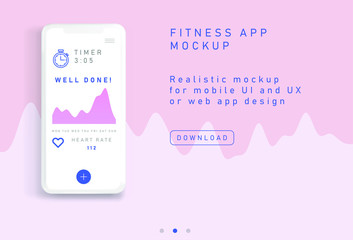 Poster - UI and UX mockup for Fitness of other Mobile App, tracker with graphs and icons.